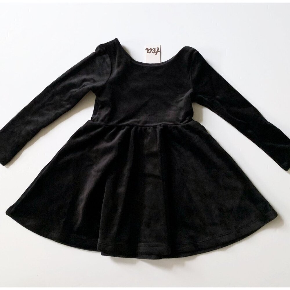 NWT Tea Collection Girl Black Velour Ballet Dress 3T 3 years